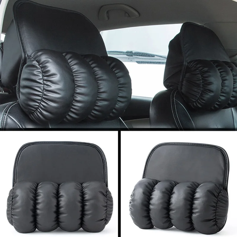 

JINSERTA Car Neck Pillow PU Leather Headrest 3D Head Rest Seat Cushion Cover Car Neck Rest Auto Accessories
