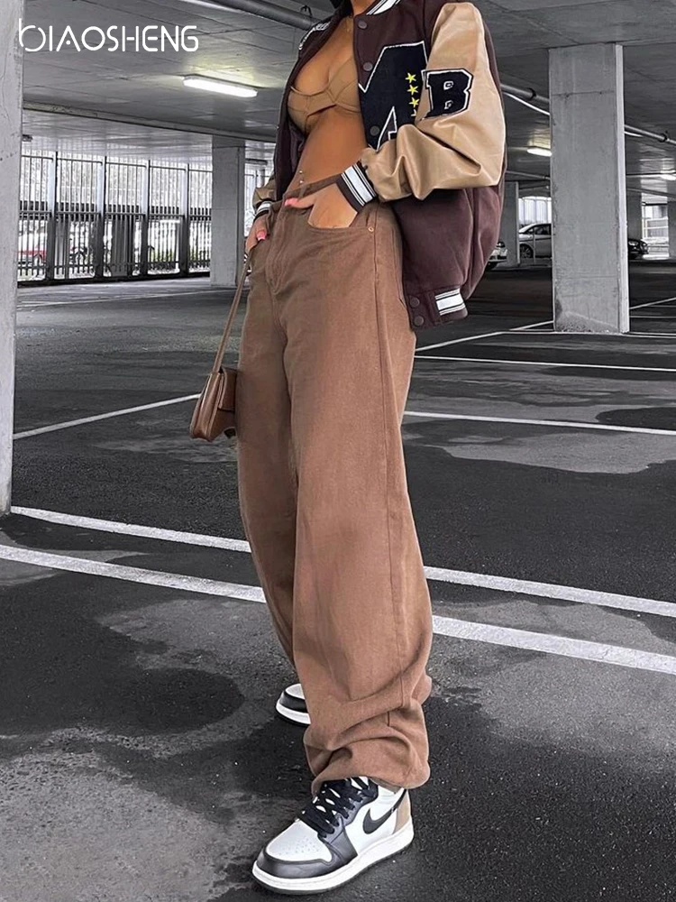 Женские прямые мешковатые джинсы с заниженной талией модные повседневные брюки