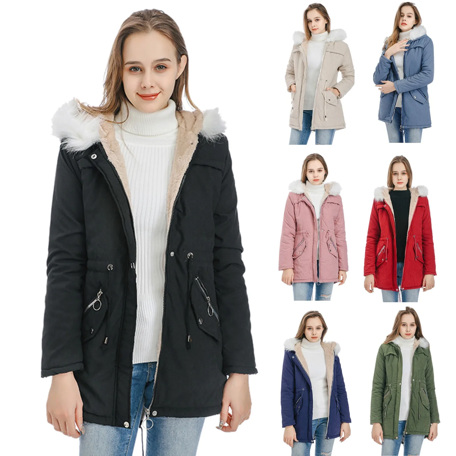 

New Winter Women Jacket Medium-long Thicken Plus Size XXXL Outwear Hooded Wadded Coat Slim Parka Cotton-padded Jacket Overcoat