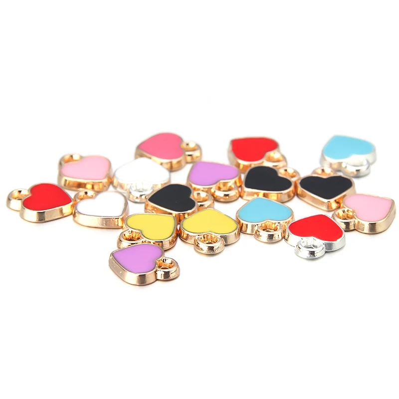 

20pcs 8mm Zinc Alloy Enamel Heart Charm Cartoon Lovely Heart Mini Simple Pendant For DIY Necklaces Bracelets Jewelry Accessories