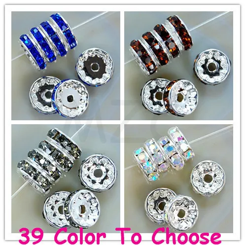 

Gg23 10 мм! Бесплатная доставка 4 цвета каждый 100 шт 400 шт./лот Кристалл Мода Рондель спейсер, посеребренные DIY свободные бусины