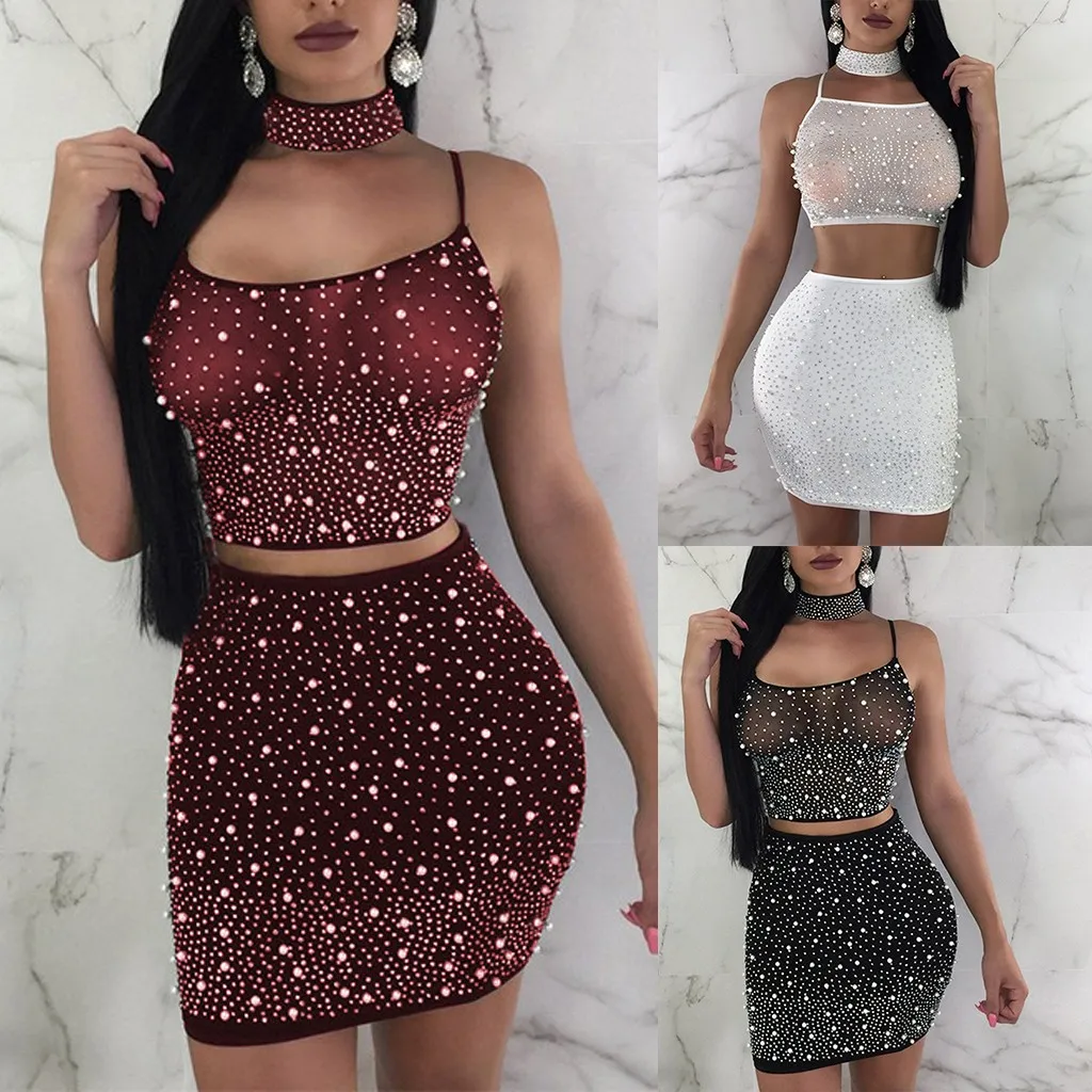 Сетчатое белое платье с открытой спиной комплект из двух предметов Клубная