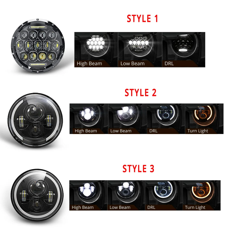 Partol 7 дюймов светодиодные фары внедорожные 4x4 для грузовика Hi/Low Beam Halo Angle Eyes DRL 12V Jeep