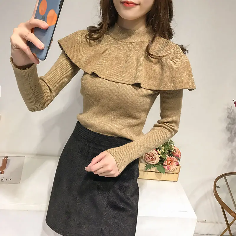 2021 весна и осень новая трикотажная Женская яркая шелковая гофрированная