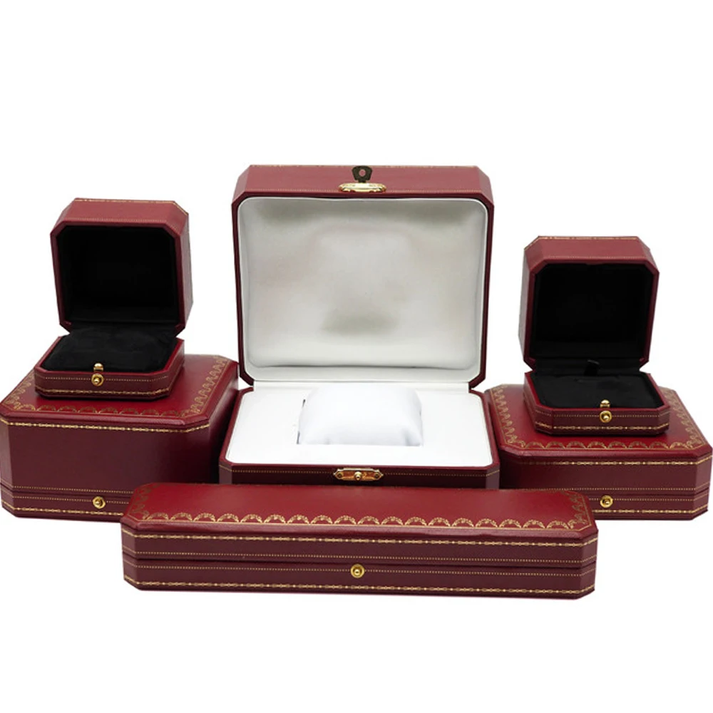 Red jewellery wedding ring box Luxury jewelry gift packaging organizer necklace earring holder Octagon Bracelet package