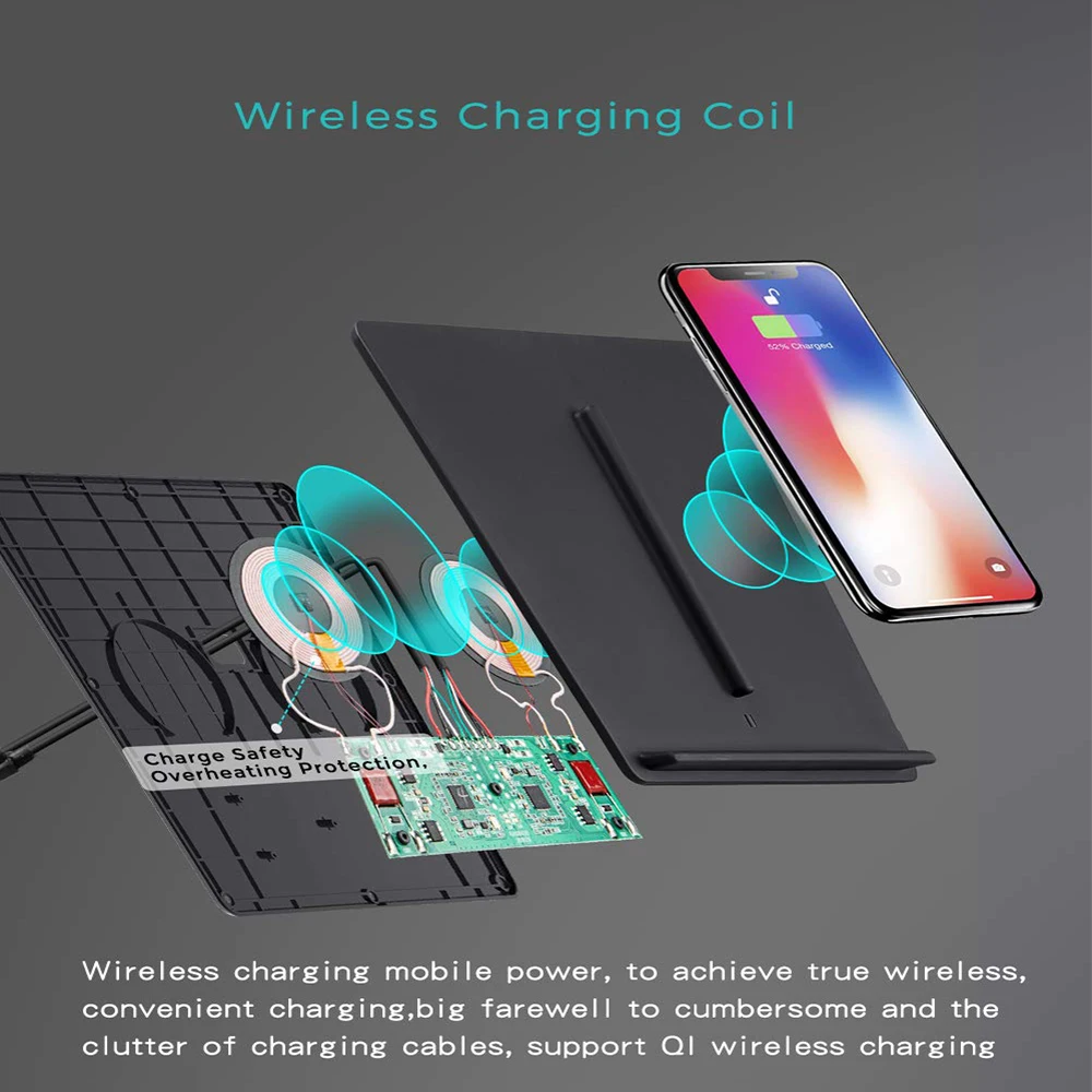 

Wireless Phone Charger Dual Phones Charging Anti-skid Car Mount Auto For Tesla Model 3 For All Qi enabled Android devices