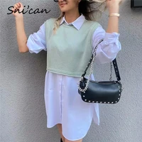 snican white spring casual blouse female basic office ladies large shirts za blusas mujer de moda 2021 spring chemise femme new