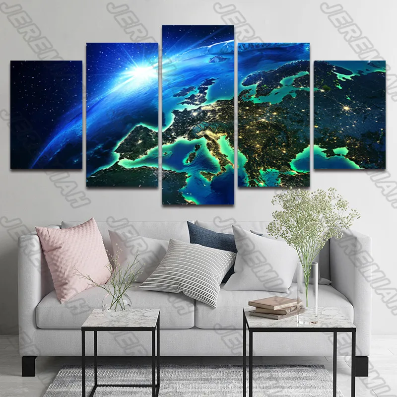 

Blue Crystal Ball of Earth Poster Nordic Style Wall Art Canvas Print Painting Modern Living Room Decoration