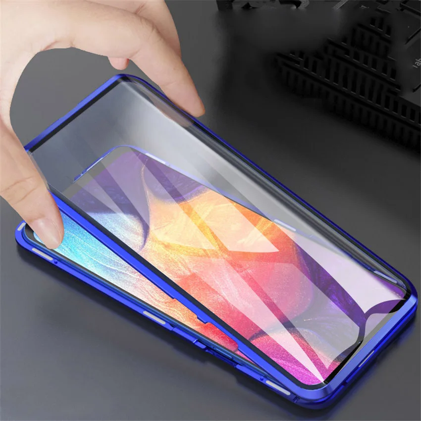 360 полный защитный чехол для samsung A50 магнитное заднее стекло на Galaxy A20 A30 A50 a 50 30 металлический адсорбционный чехол