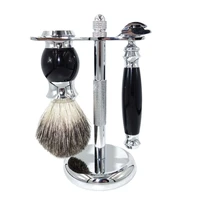 wlong high end personal wet shave set with honey pure badger hair handle holder and double edge safety razor