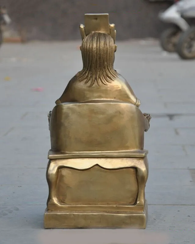 

wedding decoration 16" Chinese Pure Brass Wealth Mammon God Buddha Statue Dragon Head Jade Emperor
