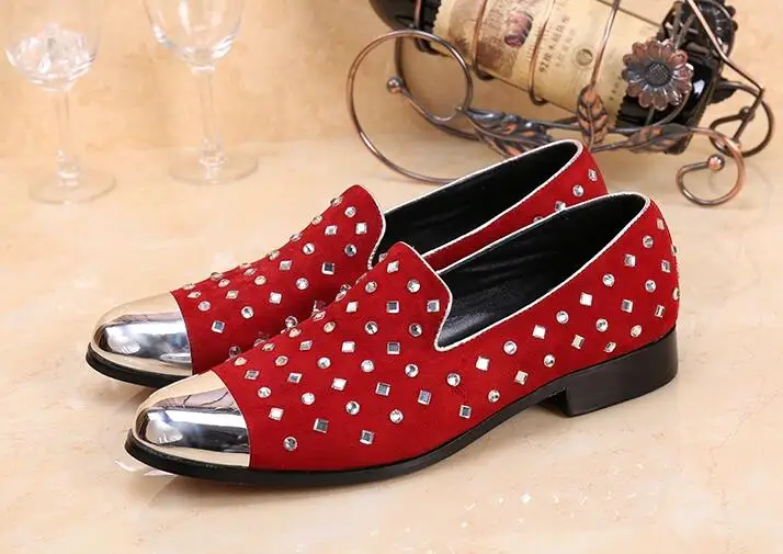 

Fashion Rhinestone Driving Shoe slip on High Quality Loafers Nubuck Leather Men shoes Round Toes Casual shoes Men Male