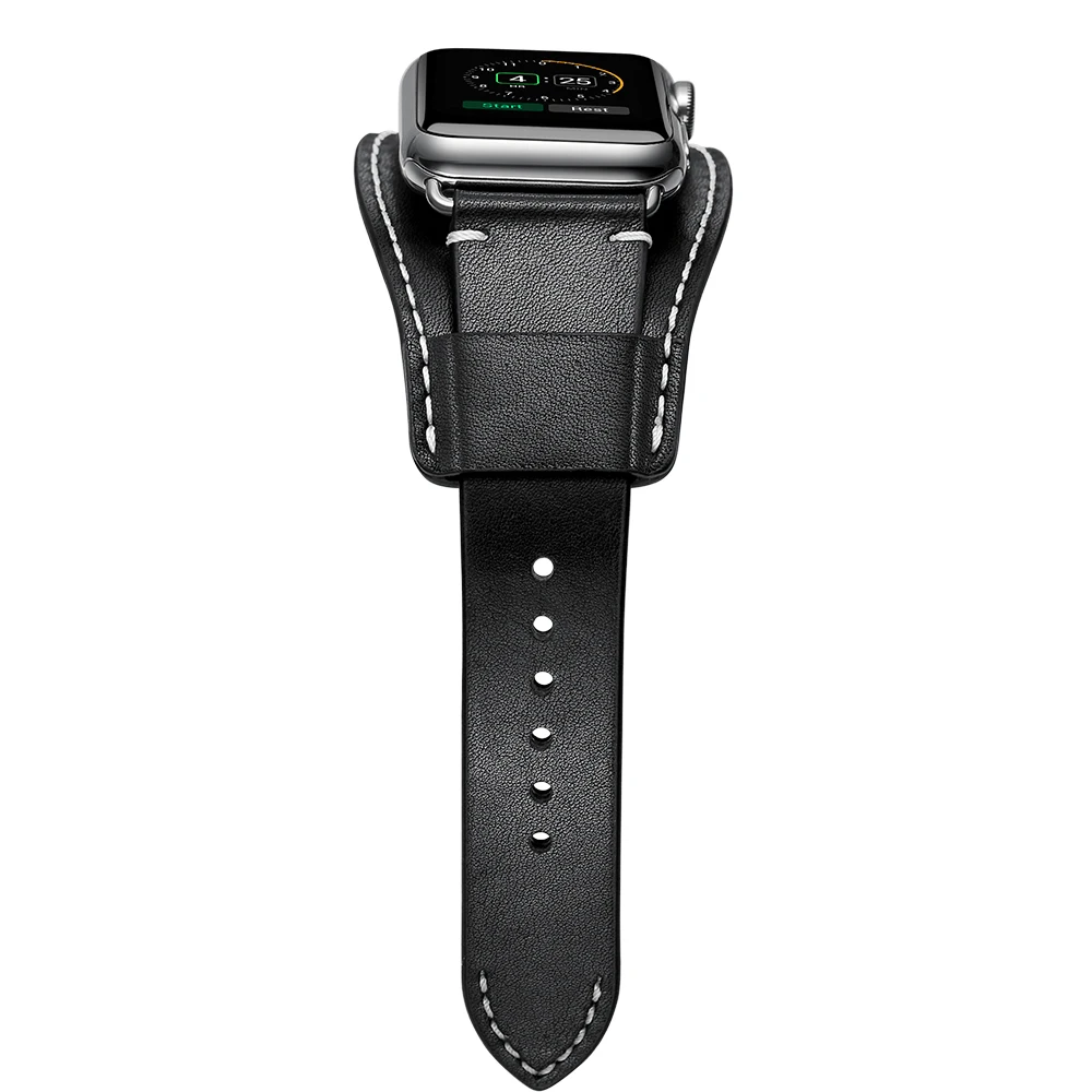 Crazy-horse Leather Watch Strap For Apple 44mm 40mm Pull Up Waxed 42mm 38mm | Наручные часы