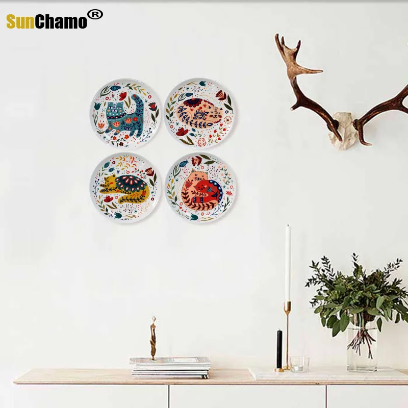 Керамические обеденные тарелки тарелка с японским мультяшным котом ручной