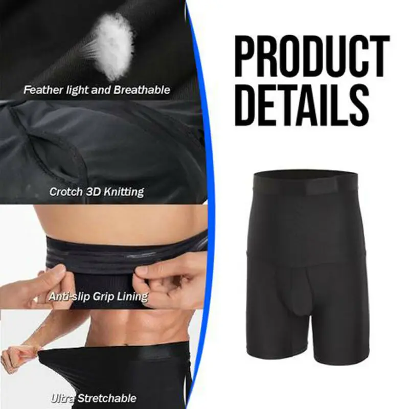 

Men's High Waist Abdomen Body Shaper Tummy Control Slimming Shapewear Shorts New