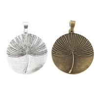 2pcs carved dandelion pattern large round pendant for diy necklace jewelry making material
