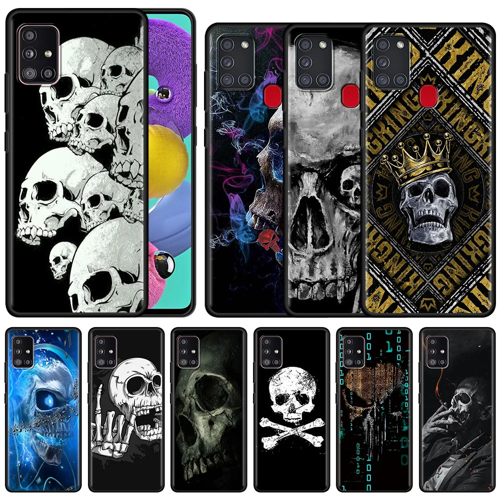 

Rock And Roll Skull For Samsung Galaxy A51 A71 A21s A12 A31 A41 M31 Soft Phone Case A32 M51 A52 M30s A02s A11 A72 A42 Cover Capa