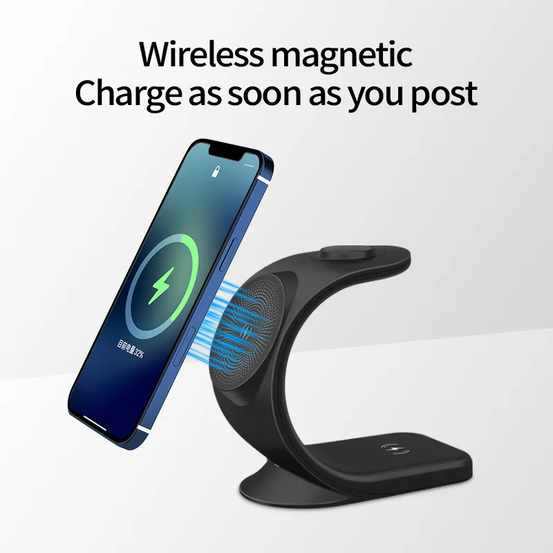 Магнитная Беспроводная зарядная станция 3 в 1 для Iphone 12 Mini Pro Max 15 Вт Qi быстрая