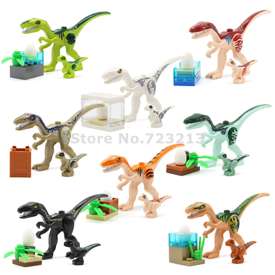 8 шт. велоцираптор с яйцом динозавром Юрского периода набор строительных блоков