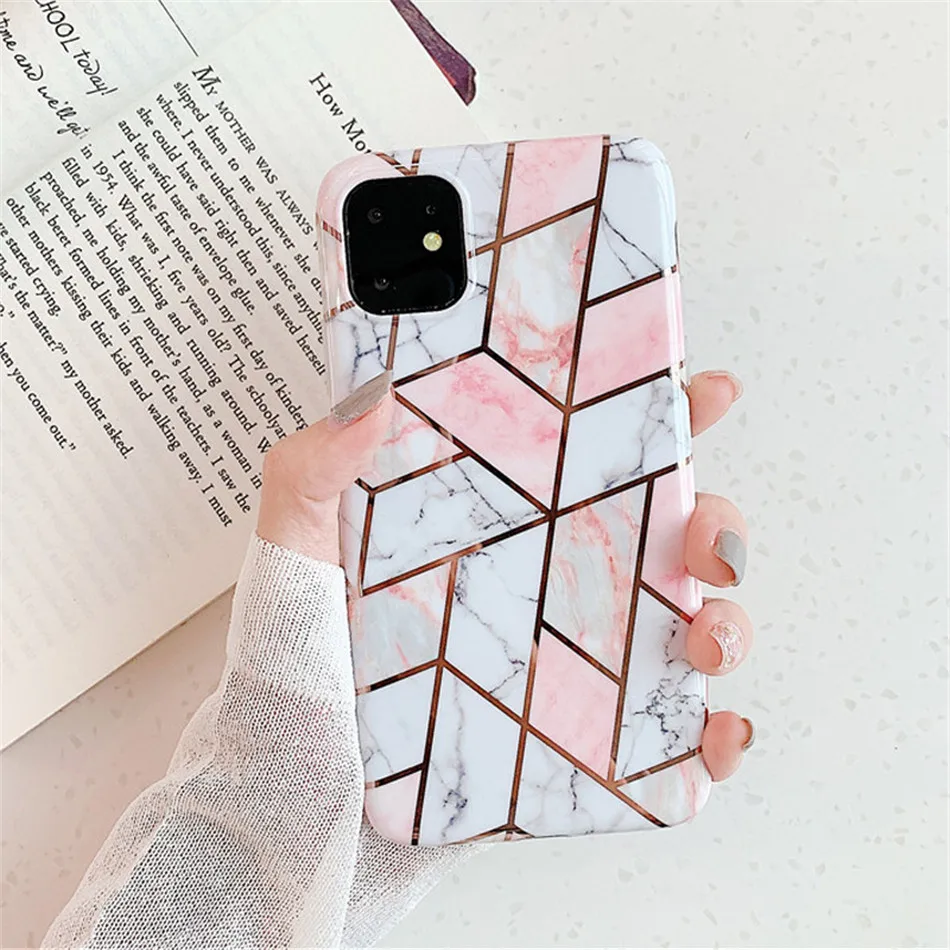 USLION покрытие мрамора IMD силиконовый чехол для iPhone 11 Pro Max X XR Xs Max мягкий чехол для телефона iPhone 6 6s 7 8 Plus чехол Fundas