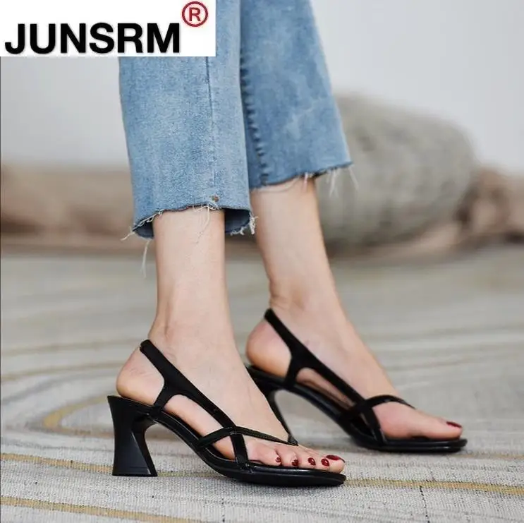 

2021 Ankle Strap Heels Women Sandals Summer Shoes Open Toe Chunky Med Heel Party Dress Shoes Narrow Band Sandal Zapatos Mujer