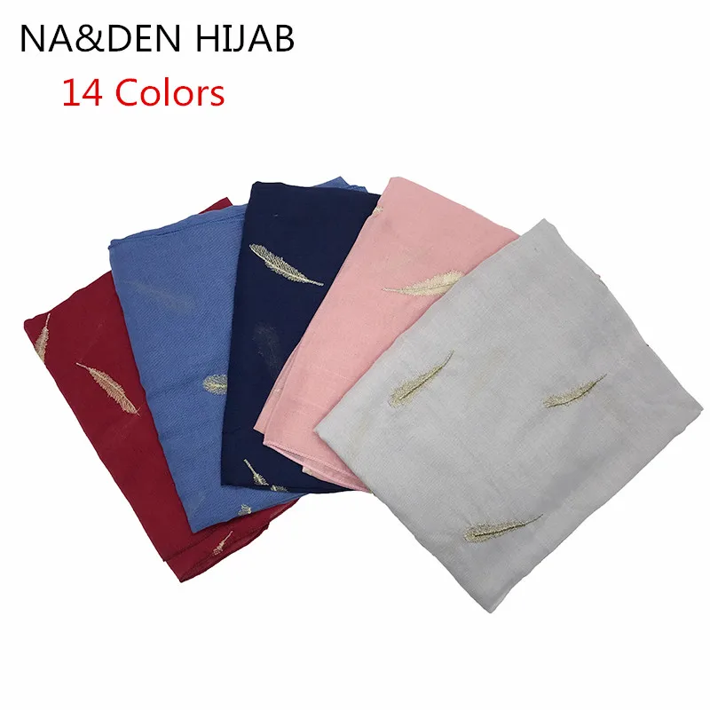 Лидер продаж шарф с узором из перьев шаль золото вышивка перо мусульманский