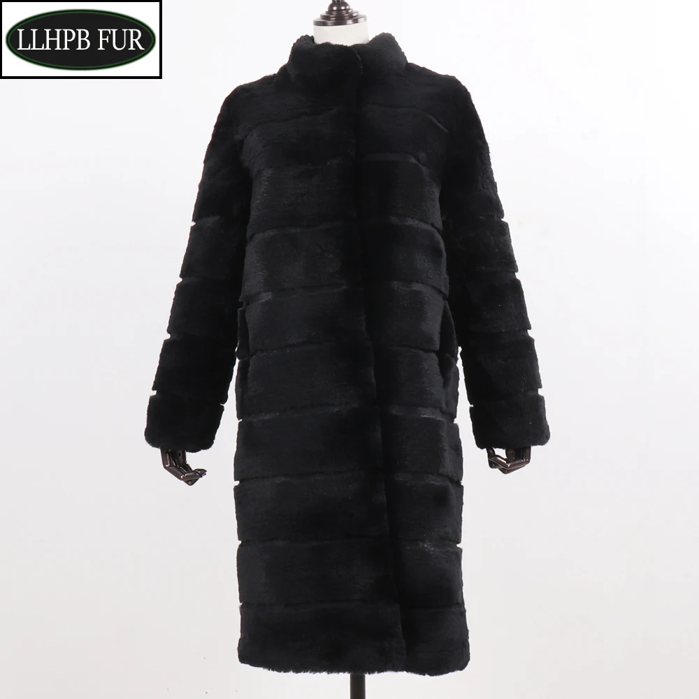 

New Winter Women 100% Genuine Rabbit Fur Coat Natural Long Style Rabbit Fur Jacket Russian Lady Warm Real Rabbit Fur Outerwear