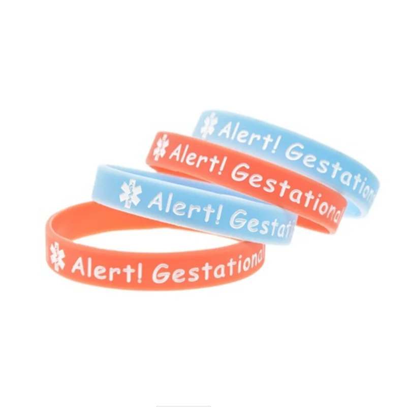 Браслет Силиконовый на запястье с изображением гестационного диабета|Именные
