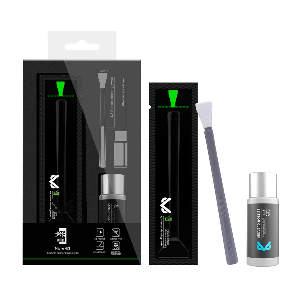 Kit de Limpeza de Sensores para Câmeras Digitais Cotonetes e Fluidos de Limpeza Micro Four Cmos Ccd e Cmos Mft