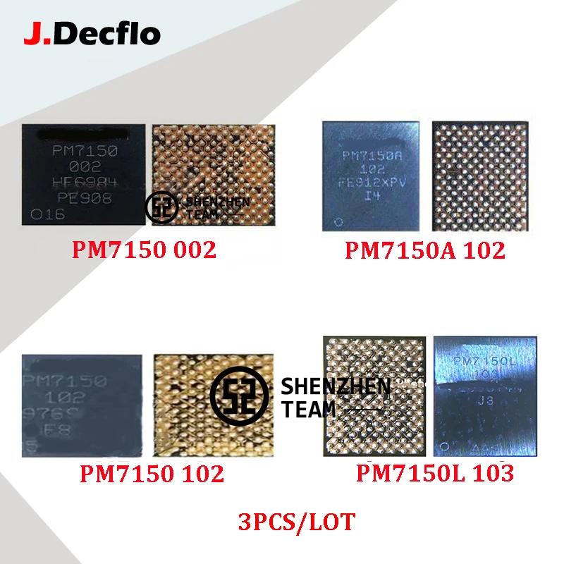 

JDecflo 3PCS PMIC PM7150 002 PM7150A 102 PM7150L 103 Power Supply For REDMI K20 XIAOMI NOTE 7 CC9 MI 9T Samsung A80 A805F A715F