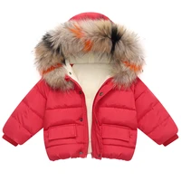 boys girls cotton coat winter warm jacket baby girl colored fur collar hoodies kids thicken outerwear children clothing for 1 6y