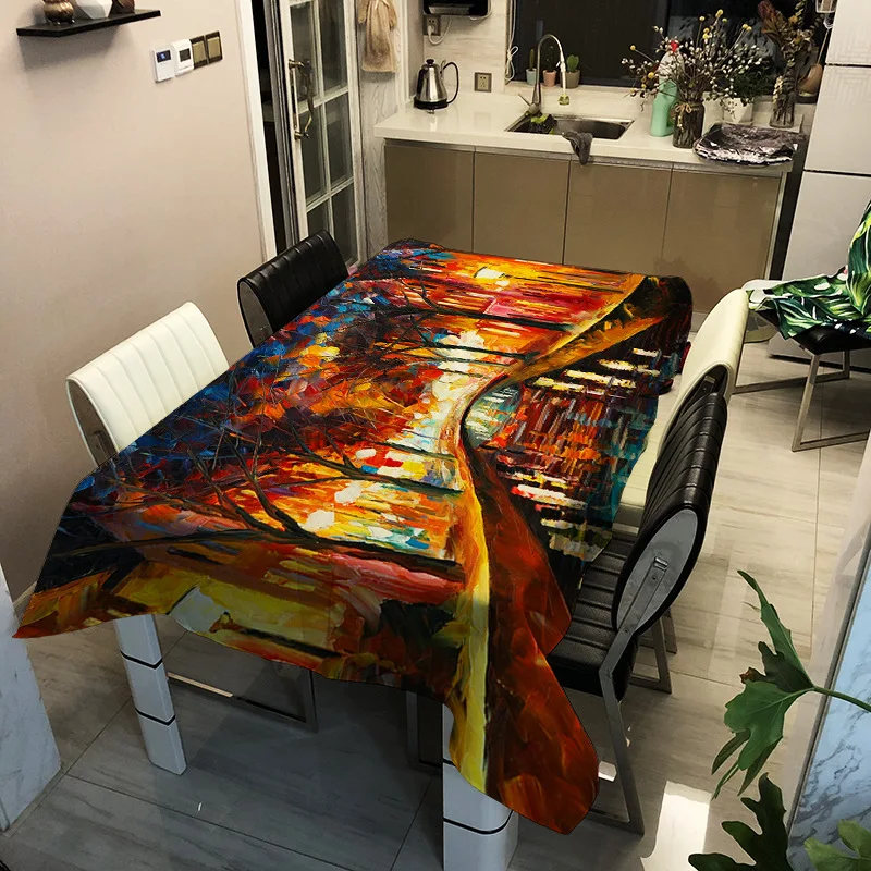 

City street view pattern printing washable tablecloth