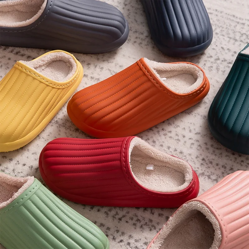 

Домашние зимние теплые домашние водонепроницаемые Нескользящие домашние хлопковые нескользящие шлепанцы для мужчин и женщин Мягкие Шлепа...