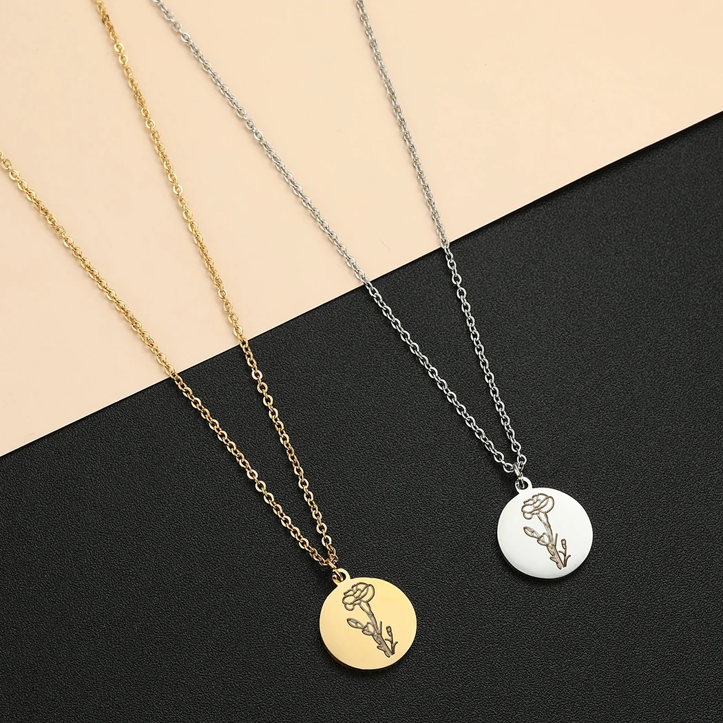 Cxwind Подвеска из нержавеющей стали с гравировкой диска родов цветов ювелирные