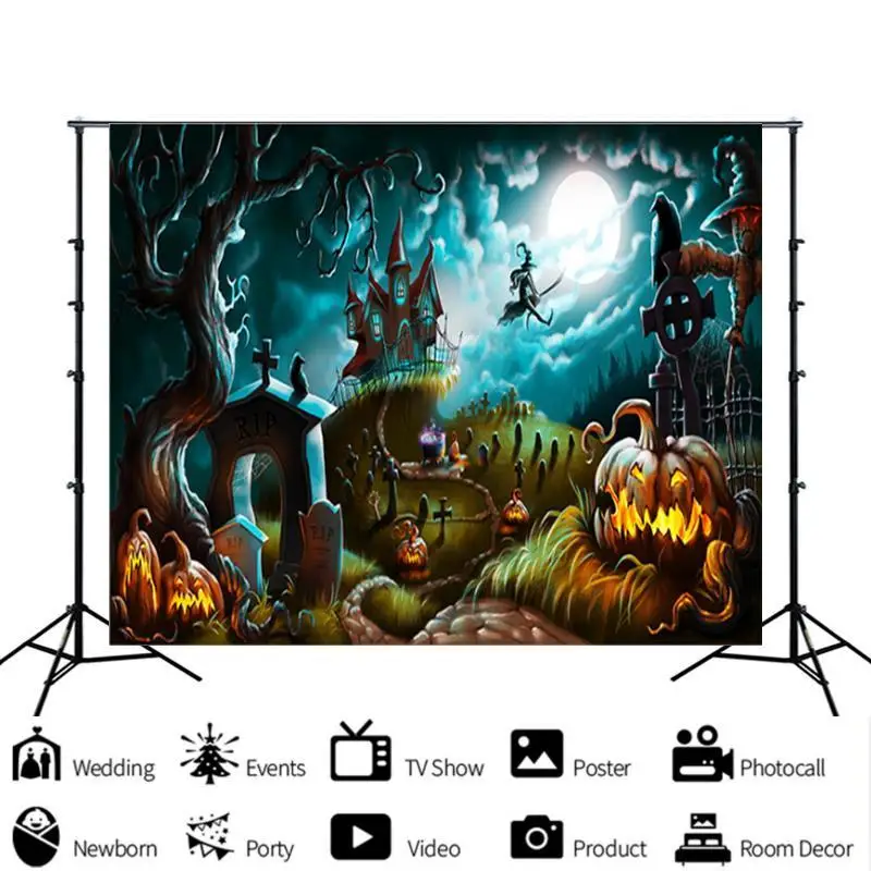Тыква Фонари Дьявол Замок тематическая вечеринка Хэллоуин фон из ткани для