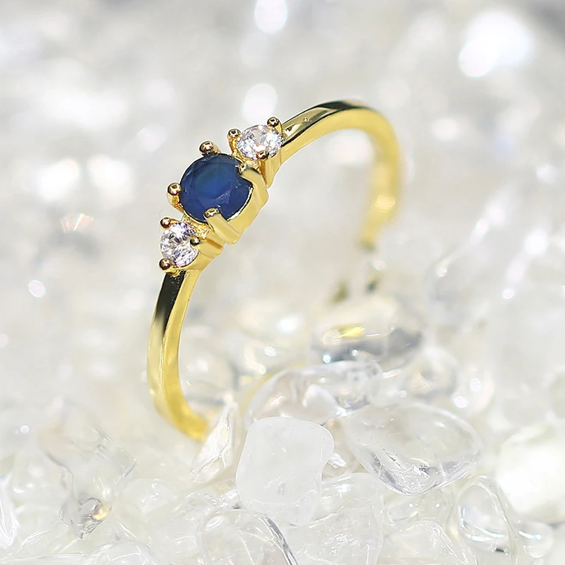 Slim Wedding Dainty Rings For Women Delicate Cute Colorful Stone Light Gold Color Proposal Finger Ring Gift Fashion Jewelry R872