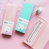 macaroon color pink mint sakura gel pen set with pencil box the office pens 0 5mm black ink cute school girls gift stationery