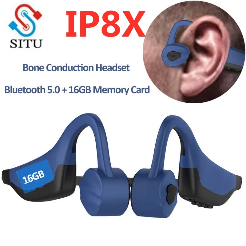 Auriculares impermeables IPX8 para natación y deporte, reproductor de música MP3, 16GB, conducción ósea, Bluetooth 5,0, IP68