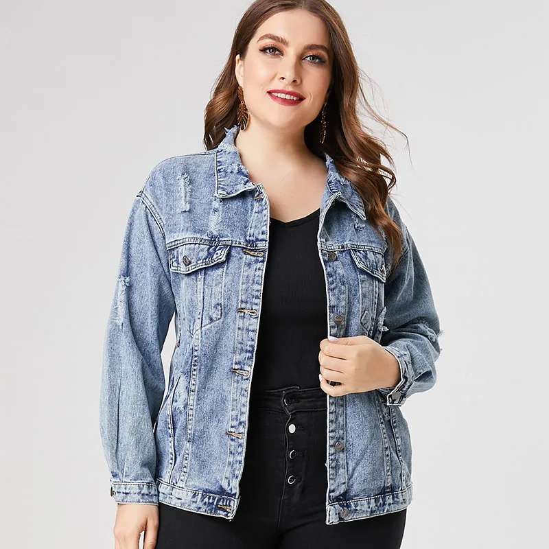

2021 Spring Plus Size Denim jacket woman ladies fashion jean coats and jackets