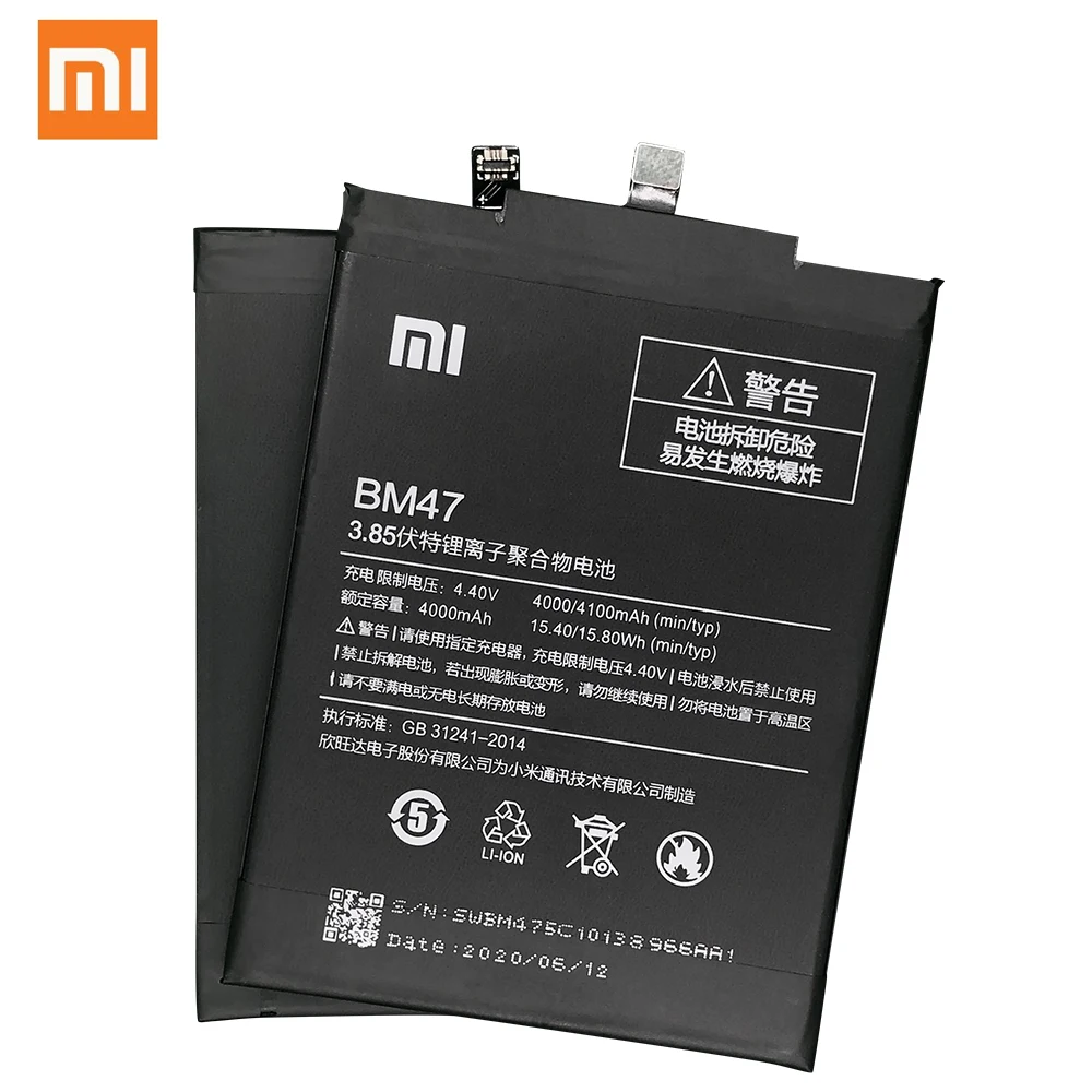 Оригинальный сменный аккумулятор XIAOMI BM47 для Xiaomi Redmi 3 3S 3X 4X Redmi3 Pro Redrice Аутентичные