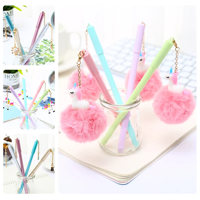 Корейский Единорог цветок слон гелевые ручки Пушистый Плюшевый аниме школьные