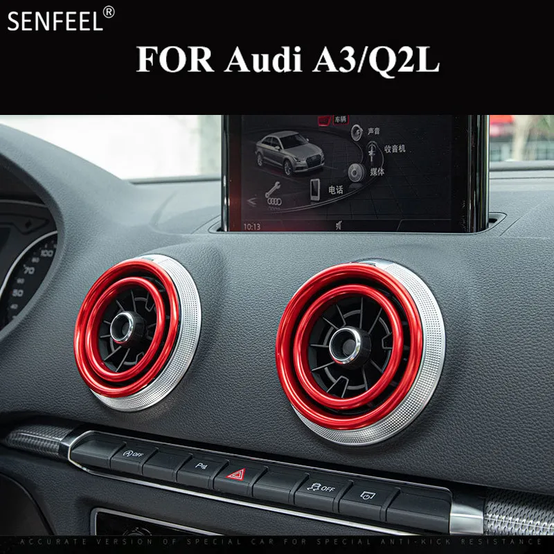 

4PCS Air Conditioning Knob Decorative Cover Ring Adjust Trim Cover Sline Sport Car Styling For Audi A3 S3 Q2L Accessories