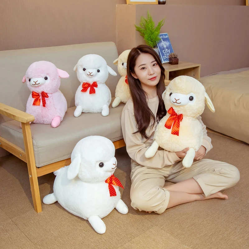 Новые Сексуальные плюшевые игрушки альпакасо 35 см/45 см милые лежа бантик альпака