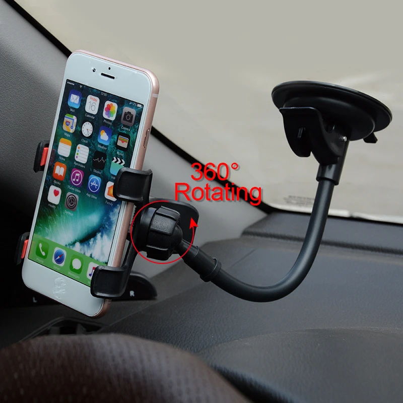 

360° Rotatable Double Clip Car Phone Holder Car Accessories Suction Cup Lazy Bracket General Purpose for Truck GPS Navigation