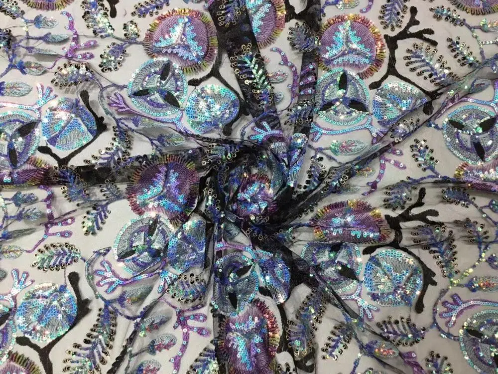 

Nice Sequins Design Tulle Lace Fabric Evening French Net Lace Fabric PAN438(5Yards/lot)