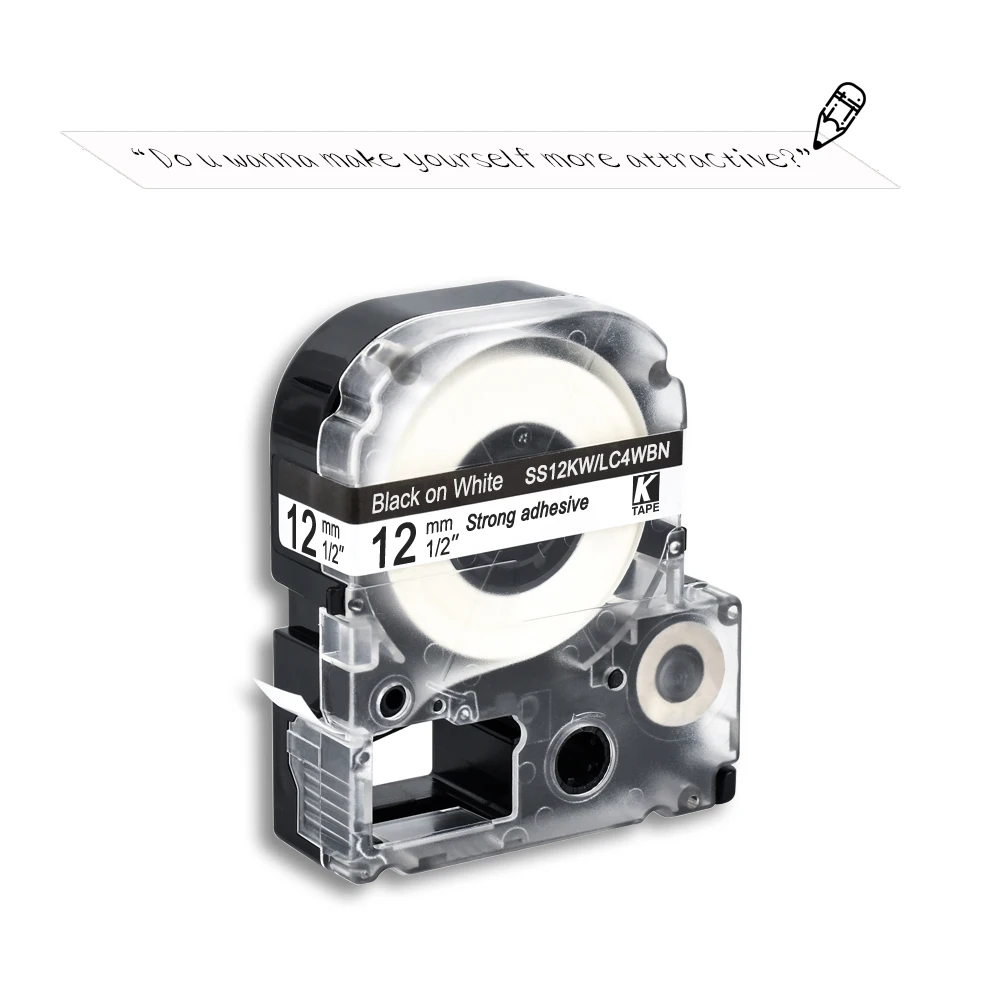 CIDY 12 мм черный на белом SS12KW/LC-4WBN9 LC-4WBN LC4WBN совместимая лента этикеток SC12YW для kingjim принтер для LW300 LW400
