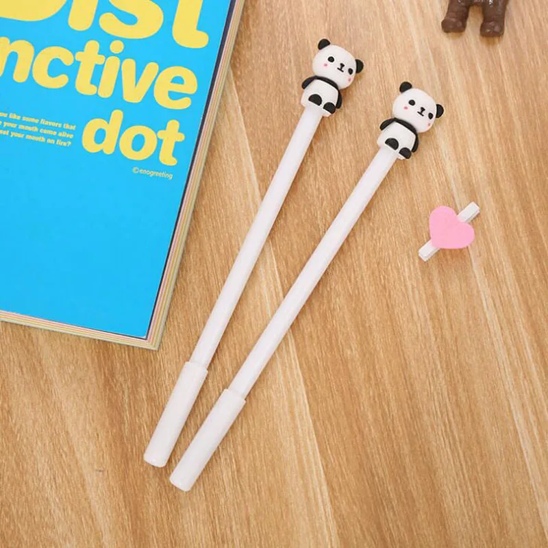 1 шт. Kawaii мультипликационная гелевая ручка Панда силиконовая головка черная