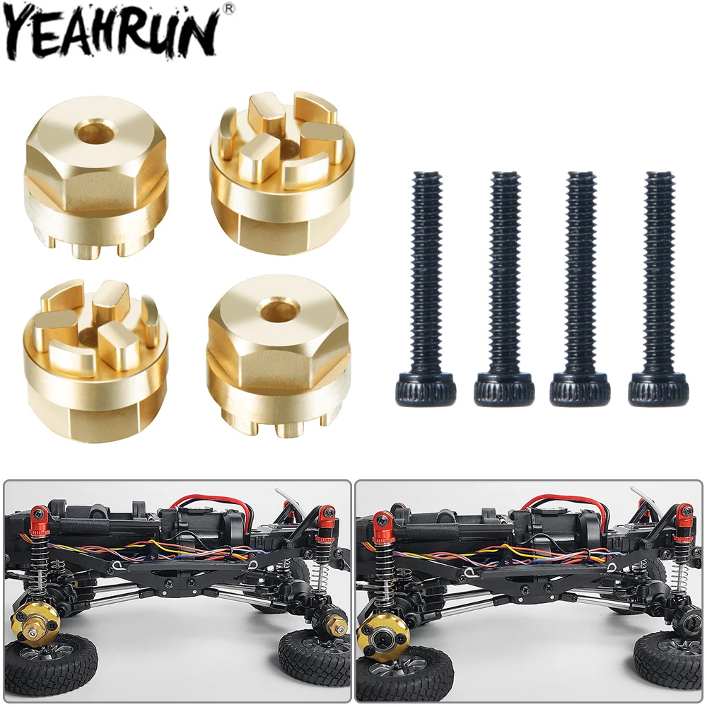 

YEAHRUN 4PCS Hex Wheel Hub Adapters Brass Counterweight Conversion Adapter for 1/18 Kyosho Jimny RC Car Upgrade Parts