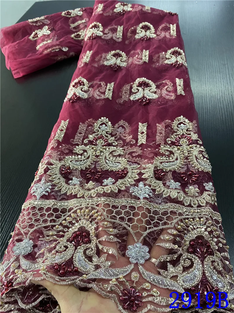 

Bridal Beads Lace Fabric High Quality 3d Lace Fabric Embroidery Tulle Lace For African French Lace Fabric For Party 2919b