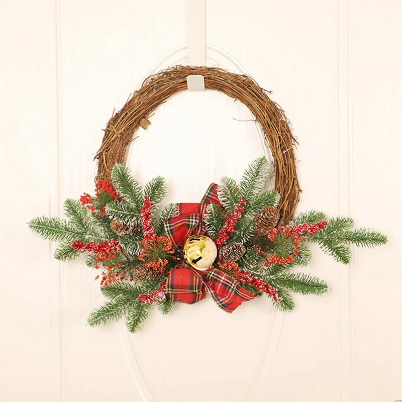 

Pine Wreath, with Pine Cones and Red Berries, for Home Wall, Window, Porches, Door Decor